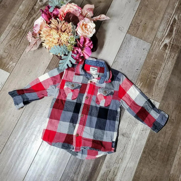 OshKosh B'gosh Baby Toddler Buttondown Flannel Size 24m - Picture 1 of 11
